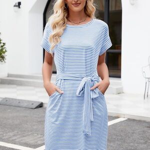 Merokeety Blue and White Striped Dress - Size Large